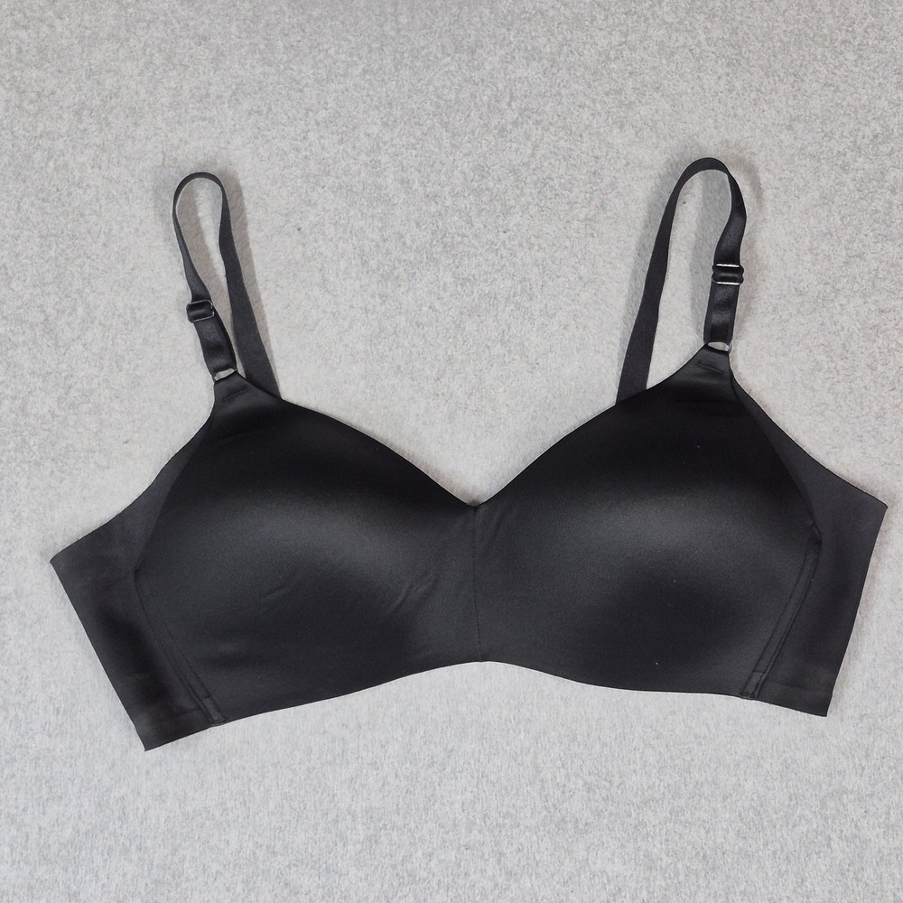 Warners Women Bra 40C Black Adjustable Strap Wireless Lightly Lined
